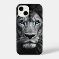 Bold Lion Face with Striking Blue Eyes – iPhone 14