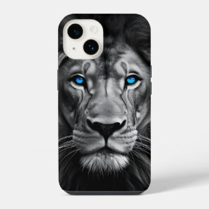Bold Lion Face with Striking Blue Eyes – iPhone 14 Case