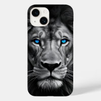 Bold Lion Face with Striking Blue Eyes – iPhone 14