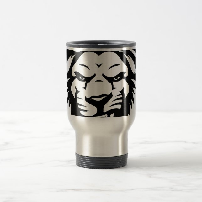 Bold Lion Head Coffee Mug – Black and White King (Center)