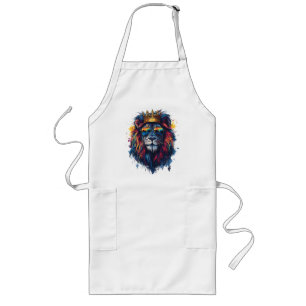 Bold Lion Head with Sunglasses and Crown Long Apron