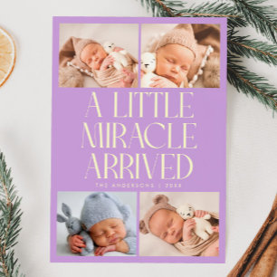 Bold Little Miracle Xmas Wisteria Photo Birth  Announcement