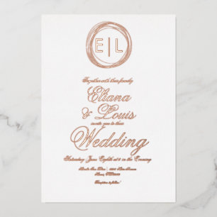 Bold Logo Rings Wedding Pressed  Foil Invitation