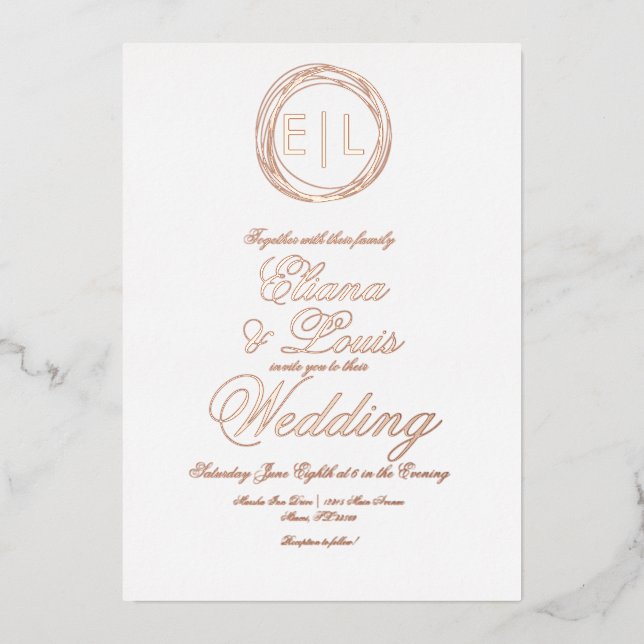 Bold Logo Rings Wedding Pressed  Foil Invitation (Front)