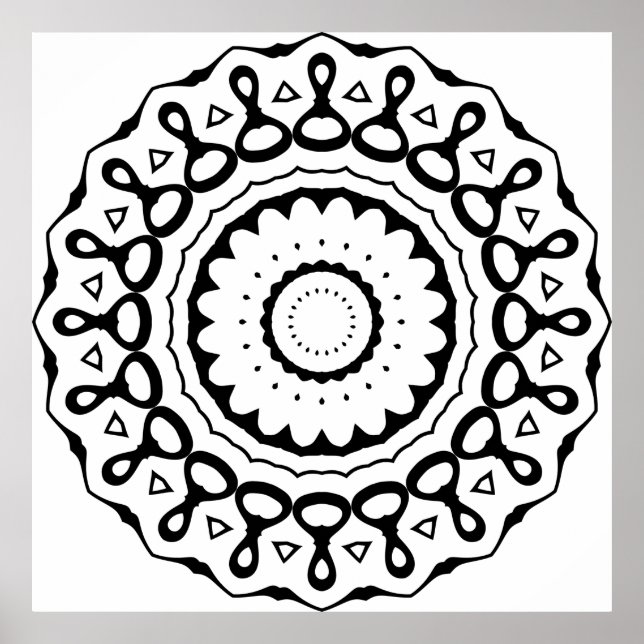 Bold Loop Motif Mandala with Scalloped Edges Poster (Front)