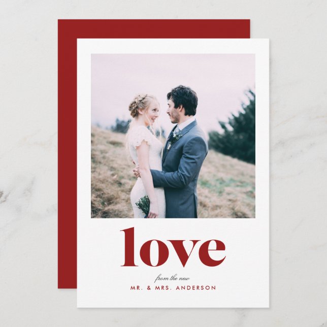 Bold Love Newlywed Photo Valentine's Day Card (Front/Back)