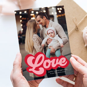 Bold Love Script Pink and Red Valentine's Day Holiday Card