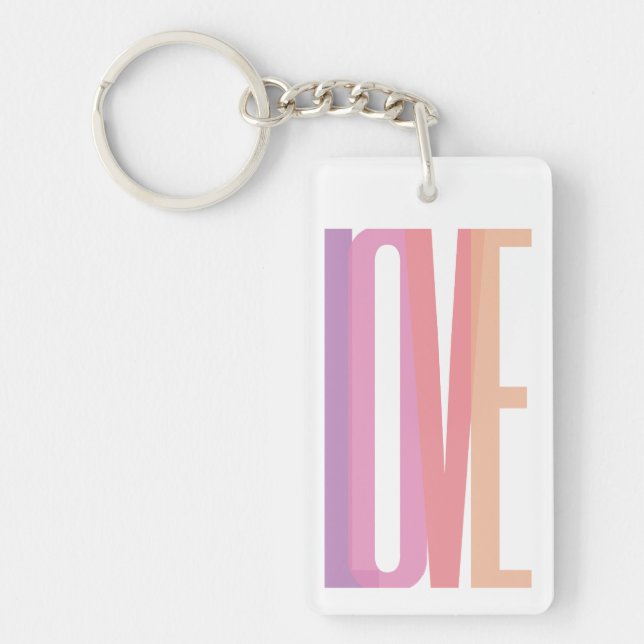 Bold Love Typography in Pastel Colours Key Ring (Front)