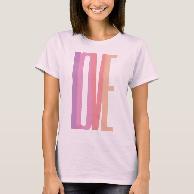 Bold Love Typography in Pastel Colours T-Shirt (Front)