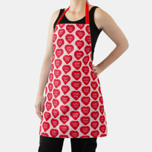 Bold Love You Heart Design in Red and Pink Apron