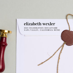 Bold Lowercase Typography & Return Address Rubber Stamp