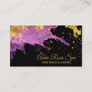 * Bold Luxe Pink Glam Watercolor Gold Abstract Business Card