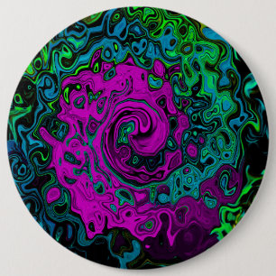 Bold Magenta Abstract Groovy Liquid Art Swirl 6 Cm Round Badge