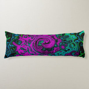 Bold Magenta Abstract Groovy Liquid Art Swirl Body Cushion