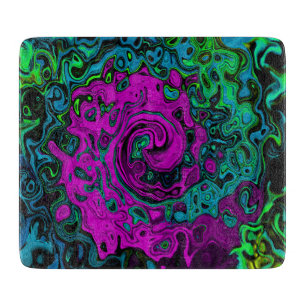 Bold Magenta Abstract Groovy Liquid Art Swirl Cutting Board