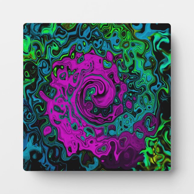 Bold, Magenta, Abstract, Groovy, Liquid Art, Swirl Plaque (Front)