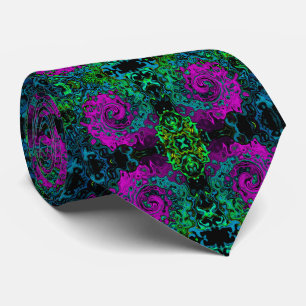 Bold Magenta Abstract Groovy Liquid Art Swirl Tie