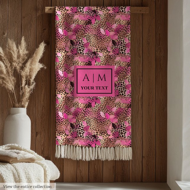 Bold magenta watercolor leopard custom blanket (Bold magenta watercolor leopard custom blanket)