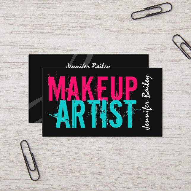 Bold Makeup Artist Business Card (Front/Back In Situ)