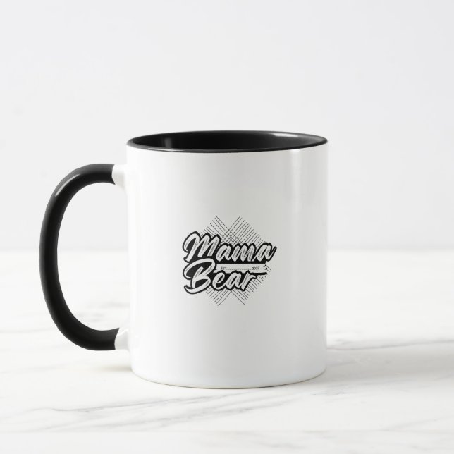 Bold Mama Bear Black & White Design Mug (Left)