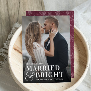Bold Married & Bright Wedding Photo Newlywed Holiday Card