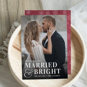Bold Married & Bright Wedding Photo Newlywed Holiday Card
