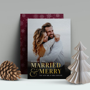 Bold Married & Merry Wedding Photo Newlywed