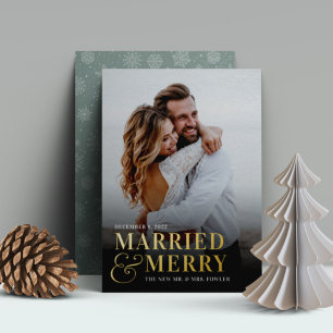 Bold Married & Merry Wedding Photo Newlywed