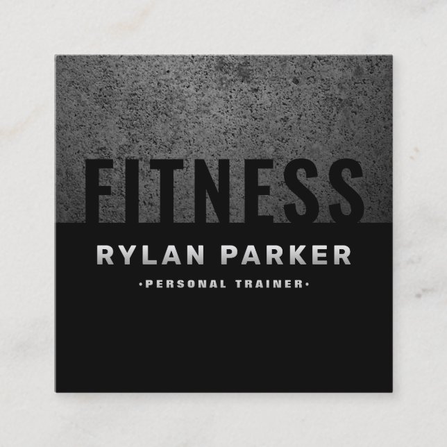 Bold masculine rough dark modern square business card (Front)