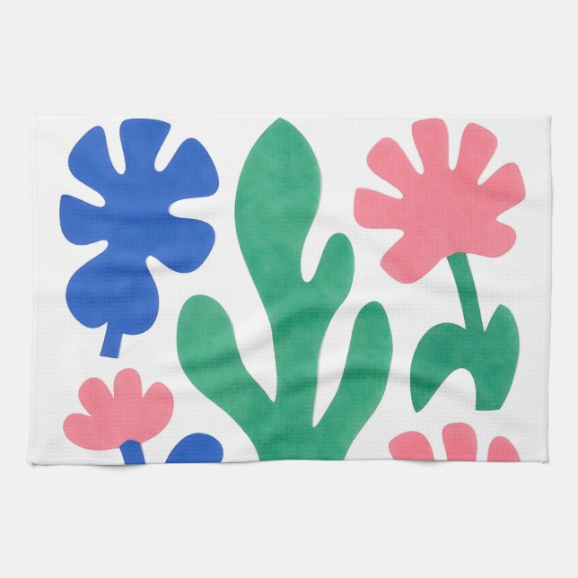 Bold Matisse Style Floral Cutouts Tea Towel (Horizontal)