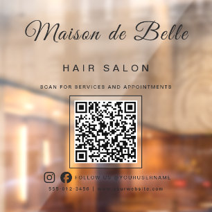Bold Matte Black Signature Script QR Code Business