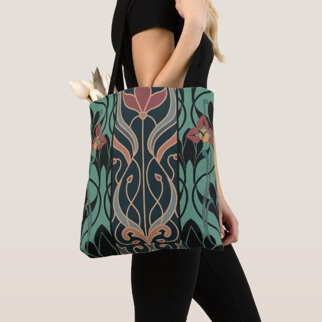 Bold Maximalist Art Nouveau  Tote Bag (Close Up)