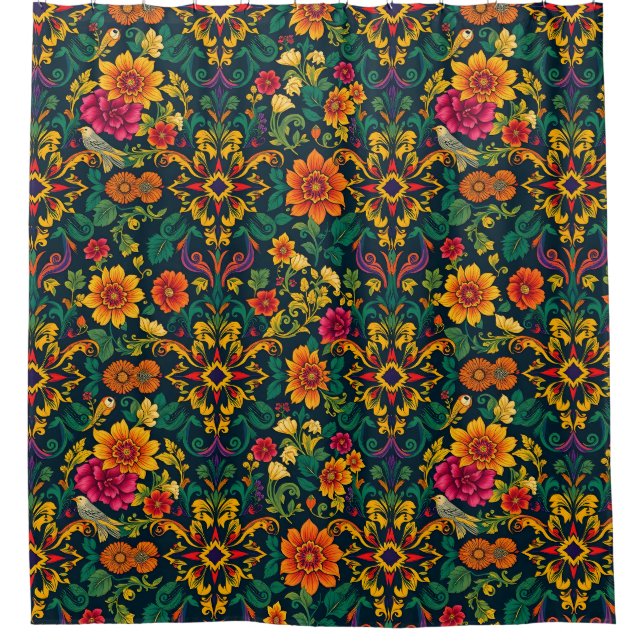 Bold Maximalist Chaos Shower Curtain (Front)