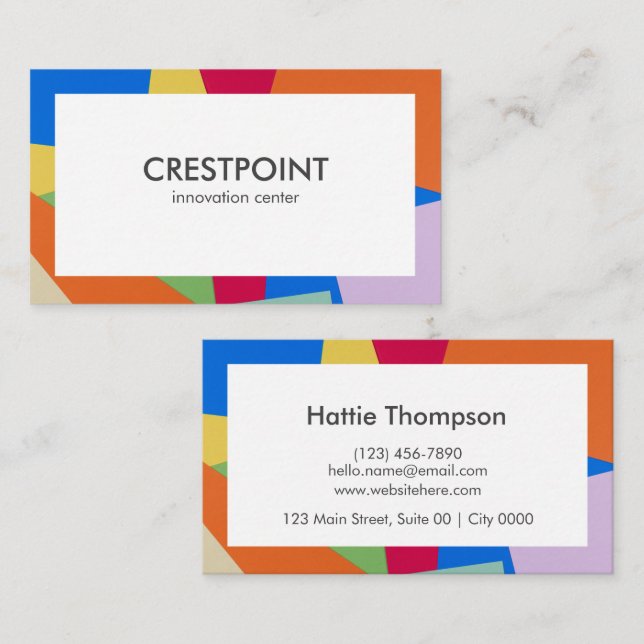 Bold Memorable Colourful Geometric Modern Vibrant Business Card (Front/Back)