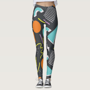 Bold Memphis-Inspired Geometric Art Leggings