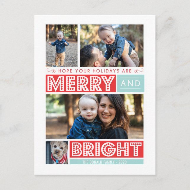 Bold Merry and Bright Holiday Postcard (Front)