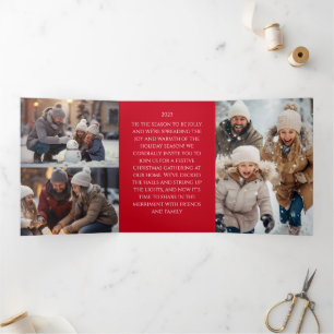 Bold Merry and Bright Photo Tri-Fold Holiday Card