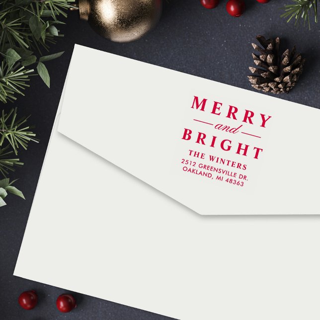 Bold Merry and Bright Return Address Self-inking Stamp (Creator Uploaded)