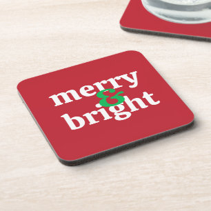 Bold "Merry & Bright" Christmas  Coaster