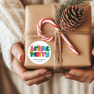 Bold Merry Bright Happy Holiday Monogram Square Sticker