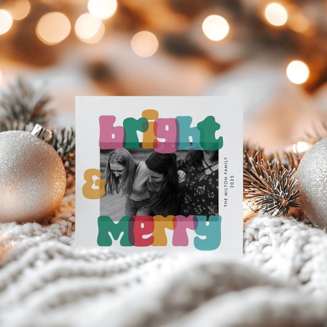 Bold Merry Bright Holiday One Photo Card (Creator Uploaded)