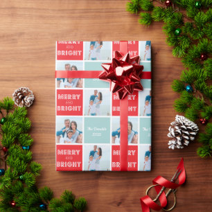 Bold Merry & Bright Photo Christmas Wrapping Paper