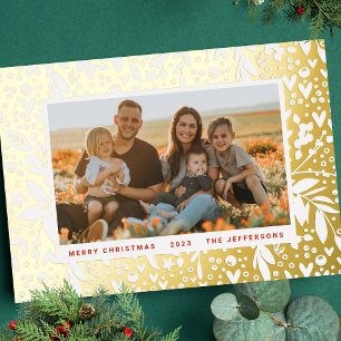 BOLD Merry Christmas Gold ReD Botanical Frame