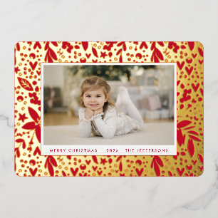 BOLD Merry Christmas Gold Red Botanical Frame