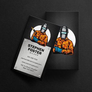 Bold Metal Welder Metal Fabrication Welding Helmet Business Card