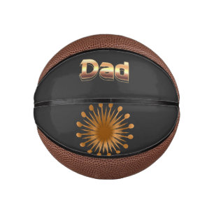 Bold Metallic Gold Dad Lettering Design Mini Basketball