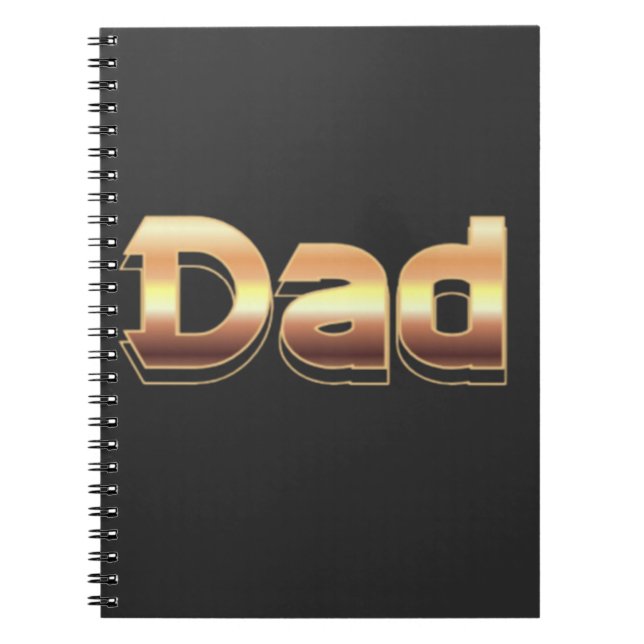 Bold Metallic Gold Dad Lettering Design Notebook (Front)