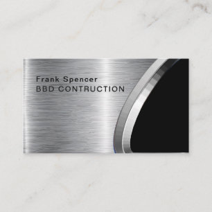 Bold Metallic Look Construction Business Card: Bus Card