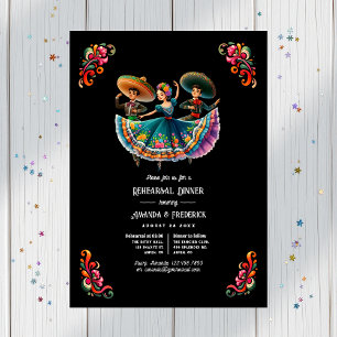 Bold Mexican Fiesta Wedding Rehearsal Dinner Invitation