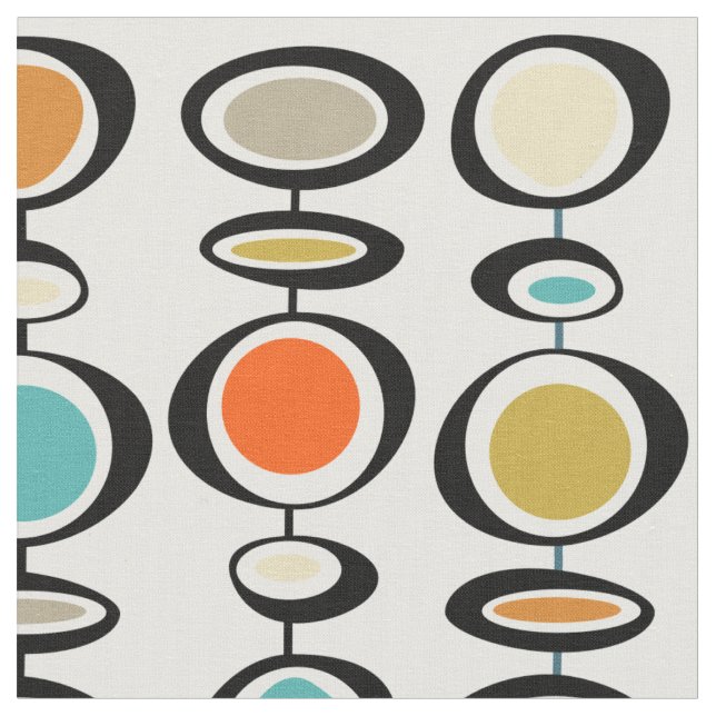 Bold Mid Century Modern Abstract Circles Fabric (Close Up)